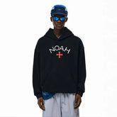 NOAH MARS Men Loose Cross Graphic American Casual Hoodie