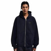 NOAH MARS Men Zip Up Hoodie Black Soul Cross Embroidery Cardigan Jacket