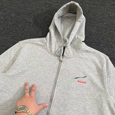 NOAH MARS Men Wave Print Zip Hoodie Looped Fleece Autumn American Casual