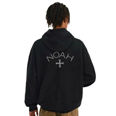 NOAH MARS Men Zip Up Hoodie Black Soul Cross Embroidery Cardigan Jacket