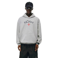 NOAH MARS Loose Thread Splice Hoodie Black Soul Cross American Casual