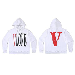 Vlone Classic Logo Graphic Hoodie - White/Red