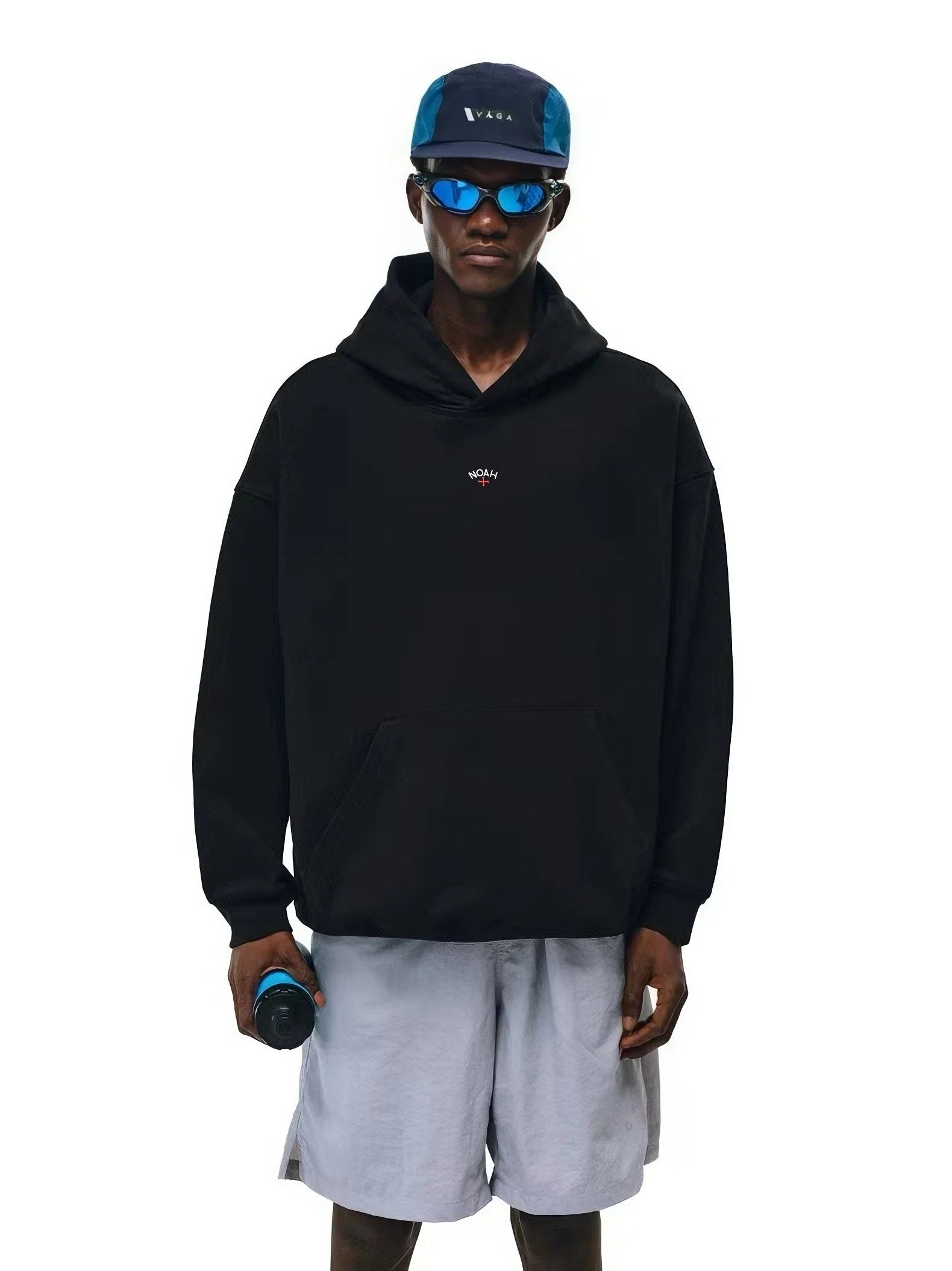 NOAH MARS Men Thread Splice Hoodie Chest Cross Embroidered Badge