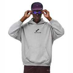 NOAH MARS Two Bar Wave Print Heavy Thread Splicing Hooded Sweatshirt