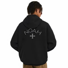NOAH MARS Men Zip Up Hoodie Black Soul Cross Embroidery Cardigan Jacket