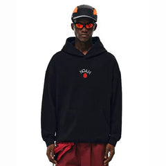 NOAH MARS Men Loose Thread Splice Hoodie Tiny Rose Embroidery American Style