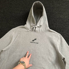 NOAH MARS Two Bar Wave Print Heavy Thread Splicing Hooded Sweatshirt