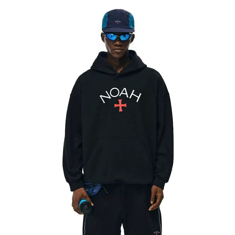 NOAH MARS Grey First Gen Cross Hoodie Men American Casual Loose