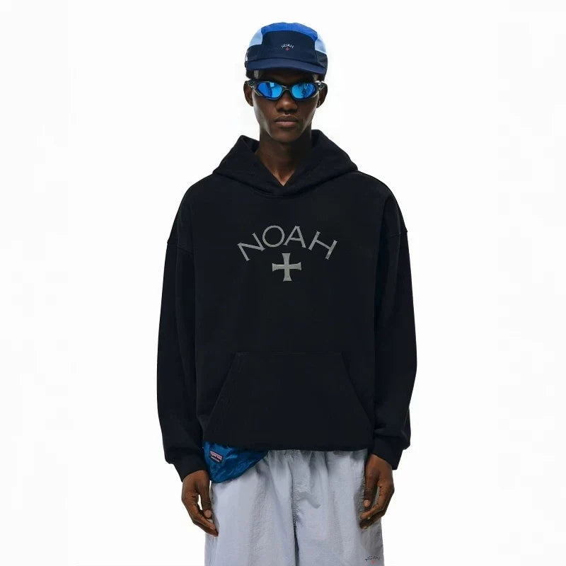 NOAH MARS Grey First Gen Cross Hoodie Men American Casual Loose