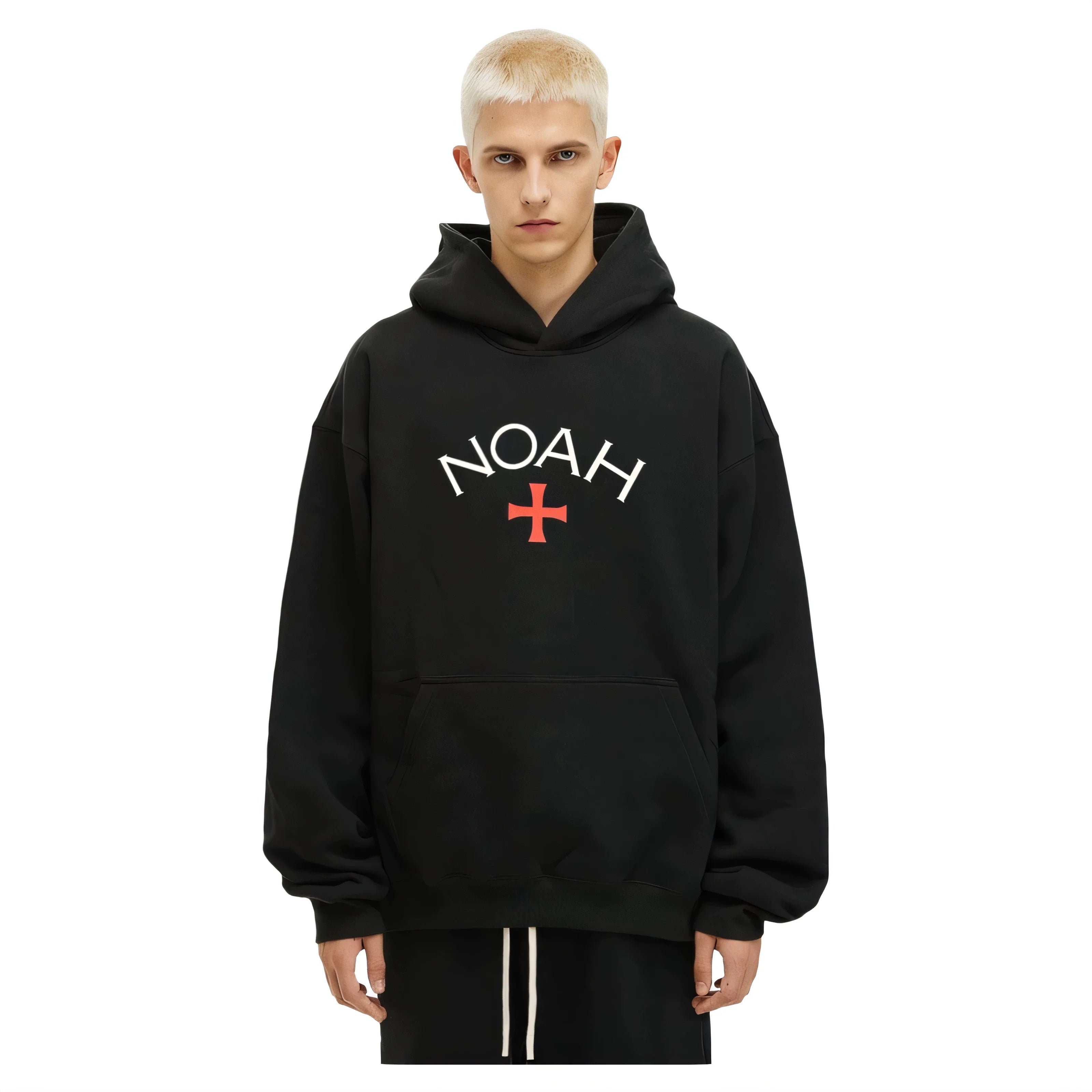 NOAH MARS Grey First Gen Cross Hoodie Men American Casual Loose
