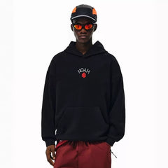 NOAH MARS Men Heavyweight Thread Splice Hoodie Tiny Rose Embroidery